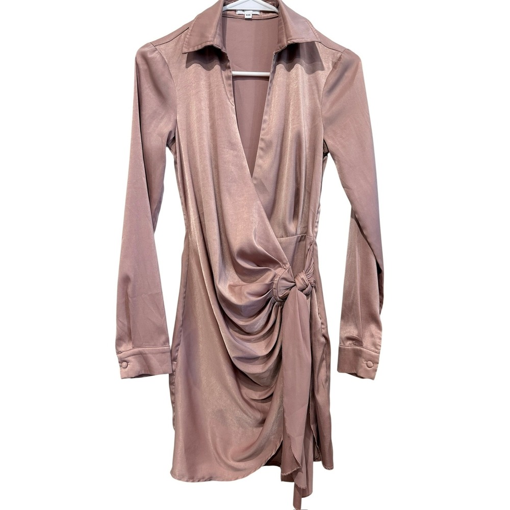 superdown Mauve Satin Draped Mini Dress